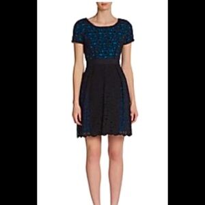 Elie Tahari Glenda Blue/Black Lace Dress